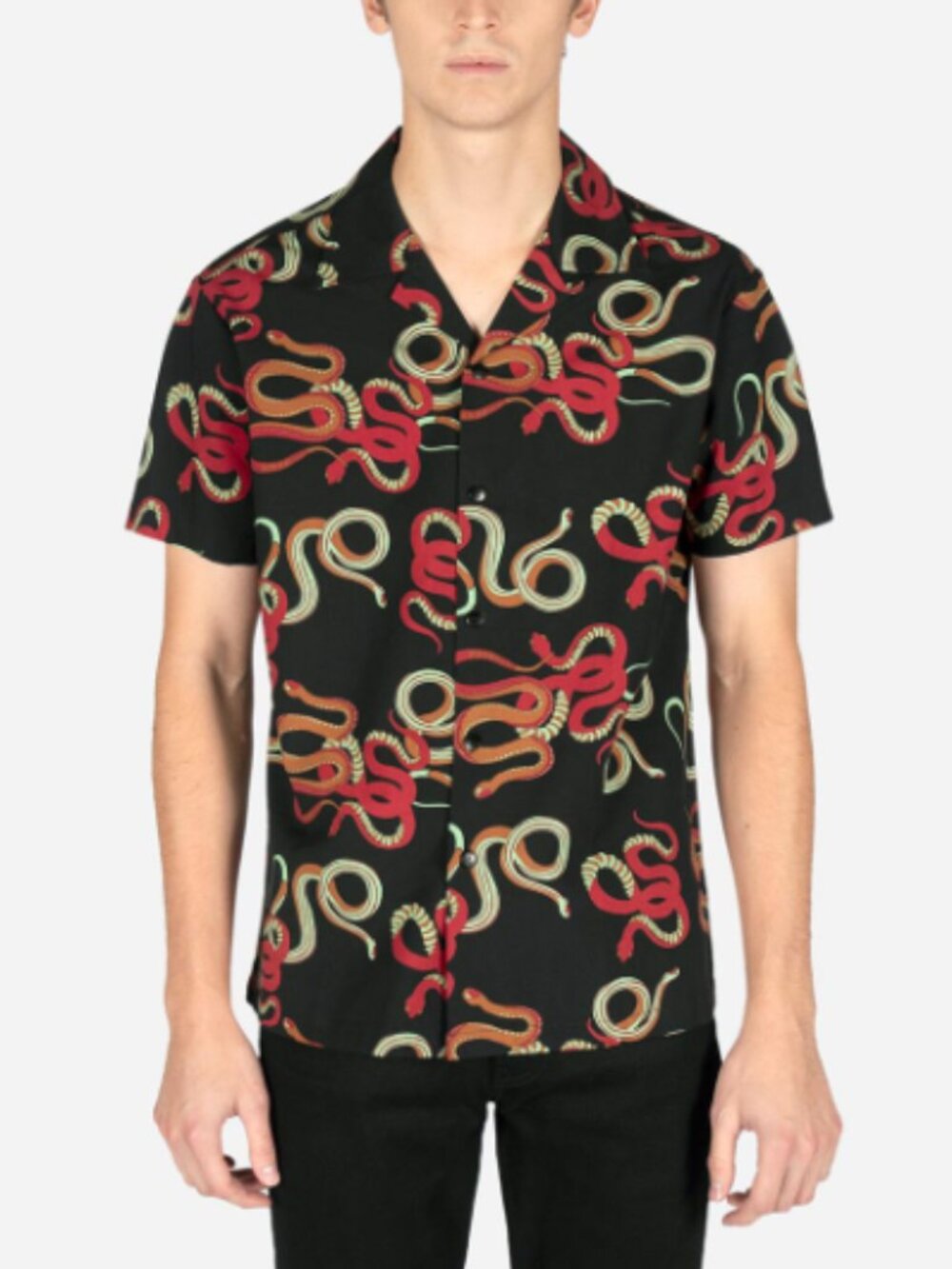 Straight to Hell Snake Dance Blues Button Down Top Black and Red Size M